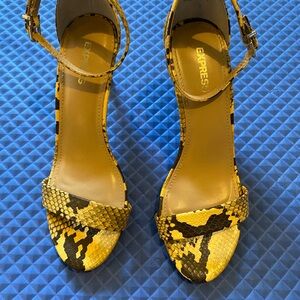 Express Yellow and Black Stiletto Heels